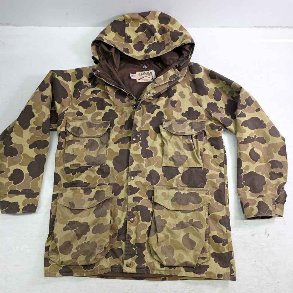 Vtg Cabela's Duck‎ Camo Goretex Hunting Jacket Coat Mens M USA Thinsulate Frog